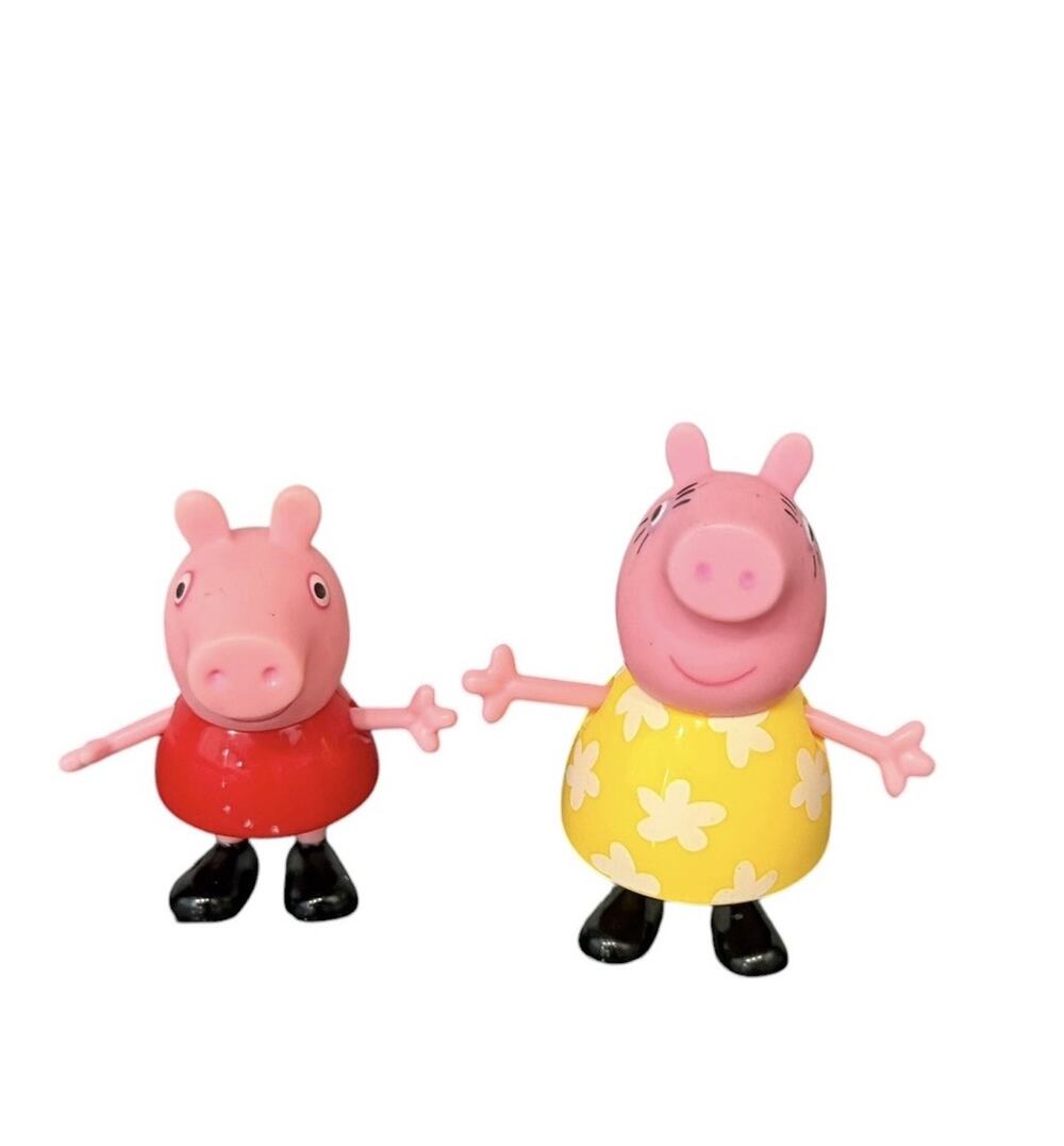 Peppa Pig 3” Mummy Pig Yellow Floral Dress & 2.5” Peppa Pig Signature Red Dress